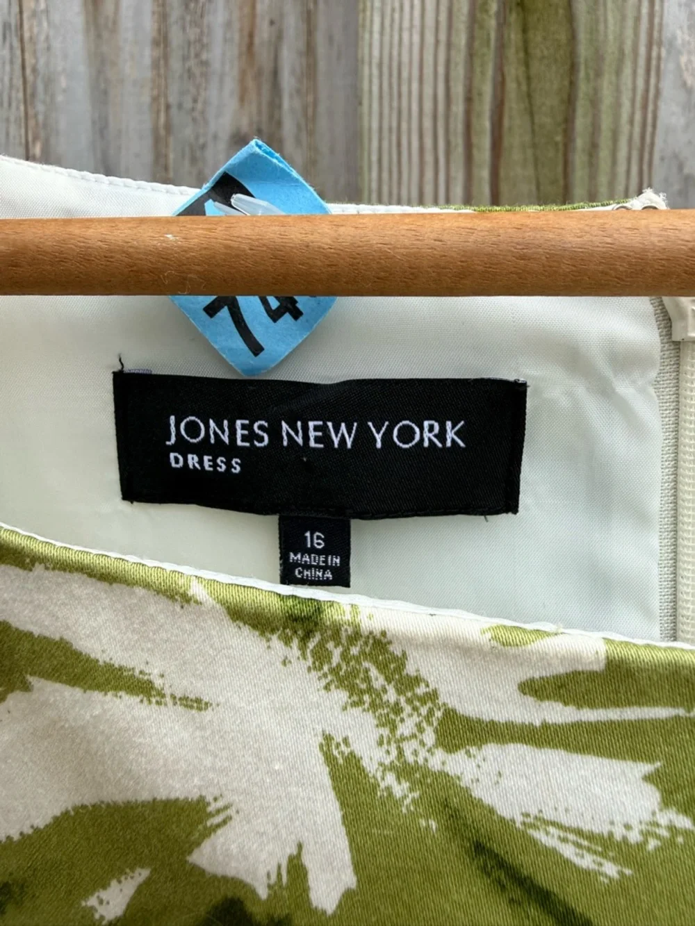Jones New York White Cotton Dress with Green Floral Print - Picture 2 of 8